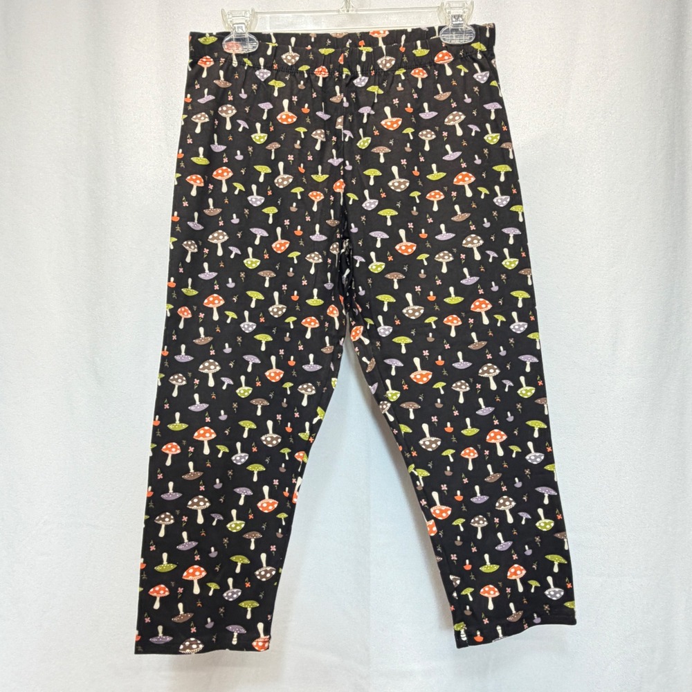 No Boundaries Leggings Girls Large 11-13 Black Mushroom Print Stretch Pants